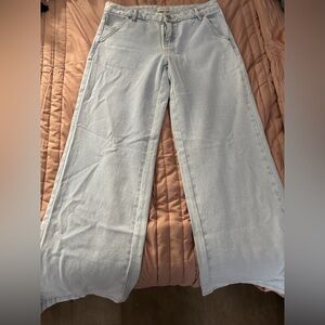 Pacsun Women's Casey Low Rise Baggy Jeans Button Pocket Light Indigo